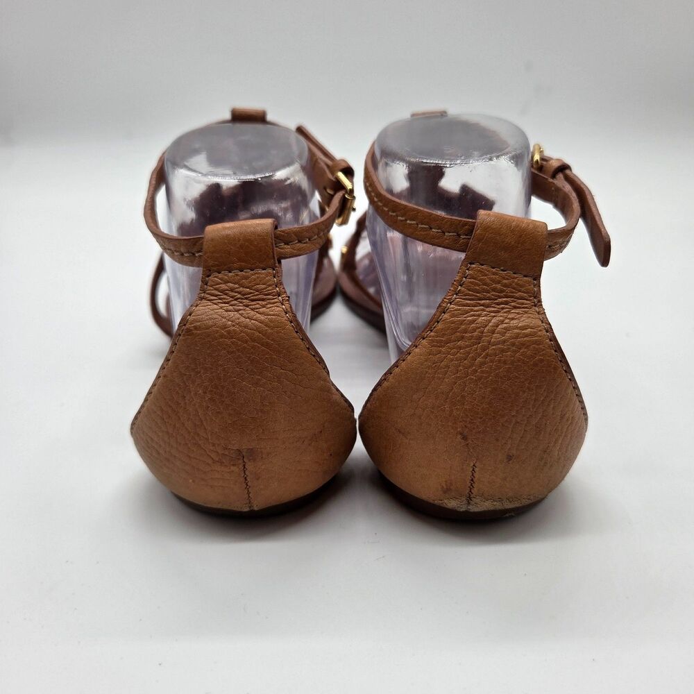 Tory Burch Phoebe Leather Flat Thong Sandal Tan Brown Size 9 - Picture 5 of 6